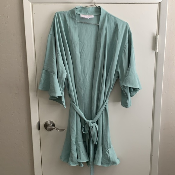 Birdy Grey Kenny Ruffle Sea Glass Belted Robe Size M/L - Picture 2 of 6